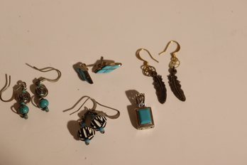 72 - Earring Lot Feathers Etc