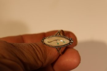 78 - Zuni Silver Abalone Ring