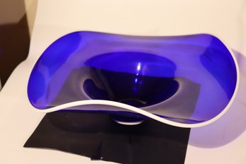 127 - Cobalt Flared Bowl With White Edge