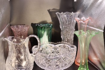 356 Glass Lot With Cut Bowl