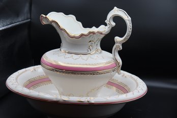 387 Pitcher And Bowl Set, Pink Gold