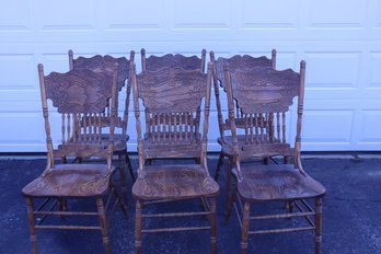 420 Six Oak Press Back Chairs