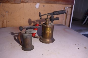 438 Two Vintage Brass Torches