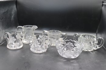 449 Lot Of Wheel Cut Vintage Glass
