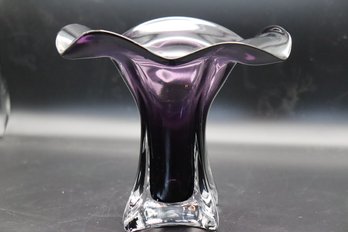 479 Purple Clear Art Glass Vase