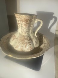 102 - Fancy Shaped Pitcher And Bowl