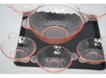 Pink 'diamond Optic' Depression Glass-153