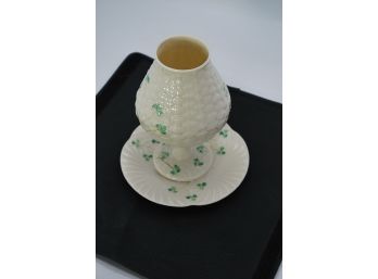 Belleek Fairy Lamp With Under Plate-145