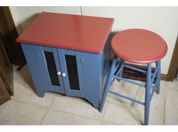 Matching Cabinet, Stool And Chalkboard-272