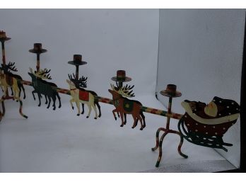 Sleigh Reindeer And Santa Candle Holder-10