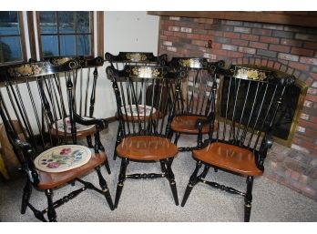 Set Of Ethan Allen Brace Back Windsor Chairs-121