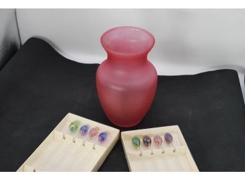 Colored Vase And 2 Boxes Of Cocktail Stirrers-35