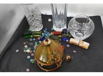 Glass Vases With Glass Stones And Marbles-39