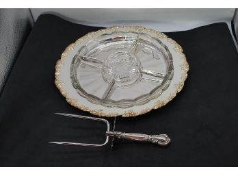 Sterling Meat Fork With Silver Plate Glass Lined Bowl-38