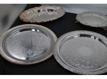 4 Pieces Of Silver Plate Trays Etc.-37