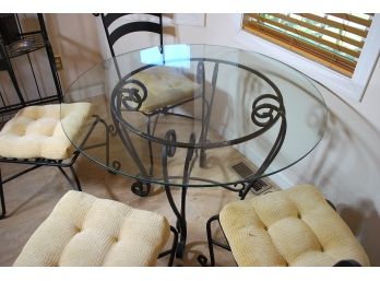 Glass Top Iron Base Table With Matching Chairs-131