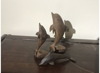 Carved Wood Dolphin Figures 33