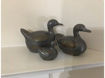 Three Pewter Duck Containers 10