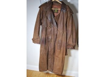 Full Length Retro Leather Coat-105