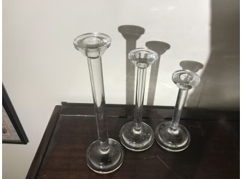 Set Graduated Clear Candlesticks 28