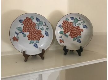 Pair Asian Polychrome Plates 5