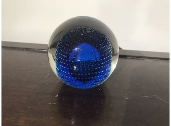 Blue Paperweight Controlled Bubble 57