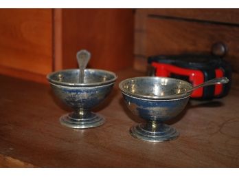 Pair Of Sterling Salt Cups And Spoons -116