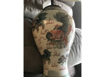 Porcelain Foo Dog Vase Made Into Lamp 37