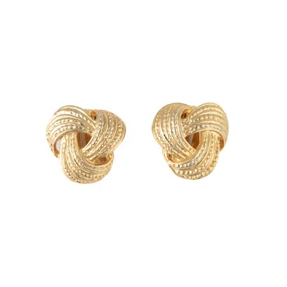 Vintage Gold Tone Love Knot Stud Clip On Earrings