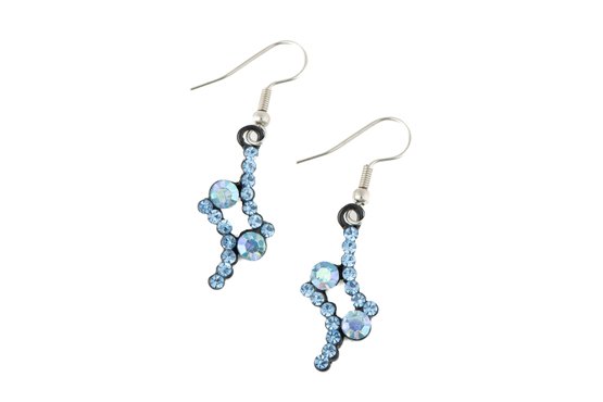 Blue Aqua Aurora Borealis Rhinestone Earrings