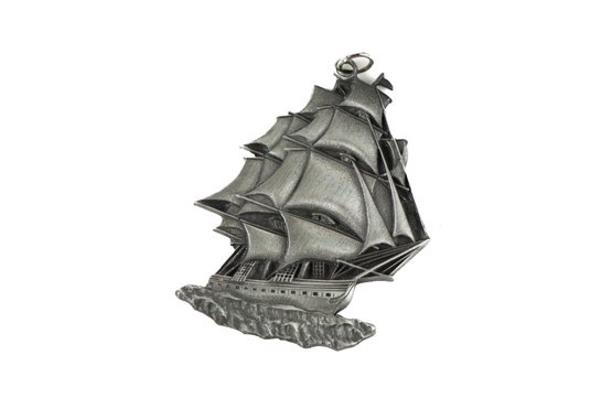 Vintage Pewter USS Constitution (Old Ironsides) Naval Nautical Combat Warship Pendant