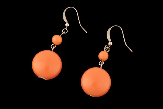 Vintage Round Orange Hook Dangle Earrings