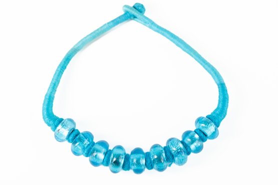 Blue Glass Beaded Bead Necklace