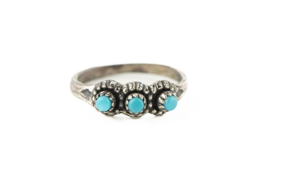 Blue Stones Turquoise? Sterling Silver 925 Ring - Size 2.75