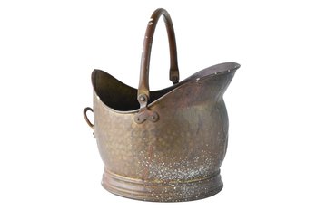 Antique Hammered Brass Coal Shuttle Bucket