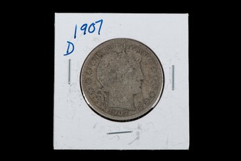 1907 D Barber Half Dollar Coin SKU 46