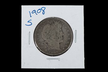 1908 S Barber Half Dollar Coin SKU 63