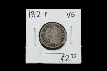 1912 Barber Dime Coin SKU 65