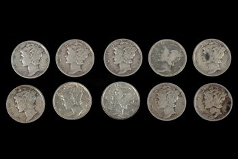 (10) Mercury Dimes Coins (1918-1945) SKU 128