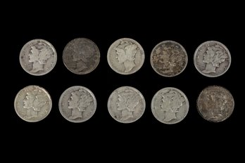 (10) Mercury Dimes Coins (1917-1944) SKU 129