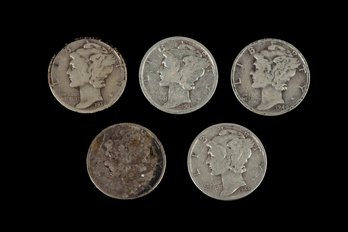 (5) Mercury Dimes Coins (1935-1945) SKU 131