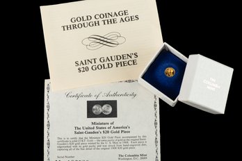 Miniature Saint Gauden's $20 Gold Piece 22k