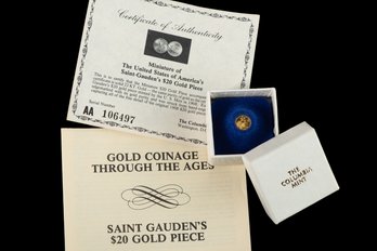 Miniature Saint Gauden's $20 Gold Piece 22k