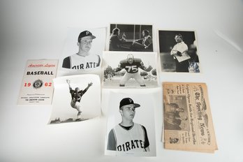 Lot Of Vintage Sports Photos & Ephemera Baseball Football Fred Patek