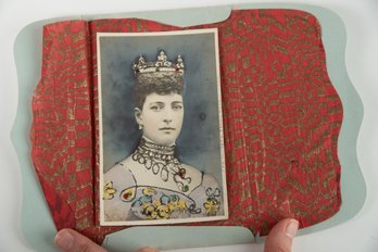 Antique 1900s Queen Alexandra Hand Decorated Bass-Relief Real Photo PostCard Rppc