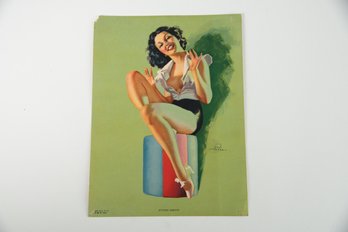 Earl Moran Vintage Pin-Up Print 'Sitting Pretty' (AMERICAN, 1893-1984)