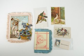 Victorian Ephemera Lot Trade Cards Silk Fringed Cards Die Cuts