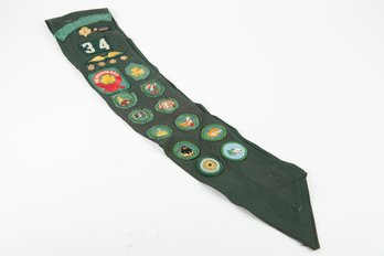 Vintage C.1950's  Wellesley MA Cadette Girl Scout Uniform Sash W/ Badges & Pins