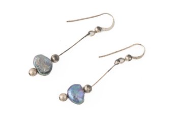 Silver Tone Pearl Earrings