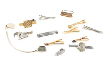 Lot Of Vintage Tie Clips Swank Hitchcock Japan More